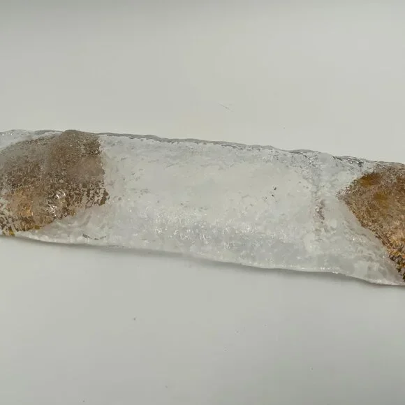 Handmade Unique Texture 16" Gold Leaf Rectangular Glass Platter Made in Japan - Picture 3 of 7